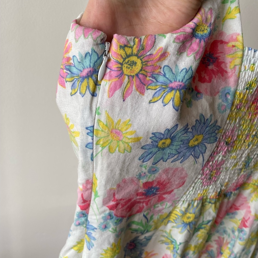 Gap cream floral linen blend mini flowy dress - Picture 7 of 7